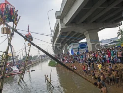 Puluhan Petugas Linmas Ikut Panjat Pinang